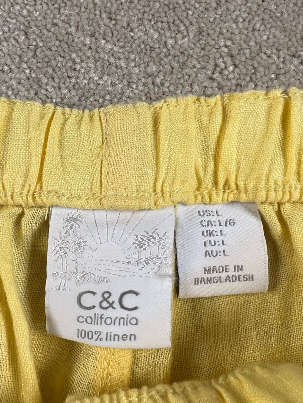 100% Linen Pants Yellow Wide Leg NWT women's Large C&C California Casual Summer - Picture 3 of 7